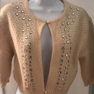 3/4 sleeve wool crop sweater